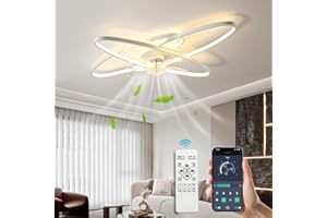 LIHAIAN LED-Deckenventilator mit Beleuchtung,Deckenleuchte mit Ventilator65W Dimmbar,App und Fernbedienung,6 WindgeschwindigkeitenLeiser Deckenventilator mit Licht, Deckenleuchte für Wohnzimmer, Schlafzimmer