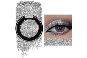 DE'LANCI Fard à Paupières Pailleté Gris Argenté Métallique - Poudré Pressé, Scintillant, Hautement Pigmenté et Imperméable, Vegan et Sans Talc #11