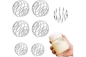TIANNAIT Ensemble de 6 pièces de boule de ressort de tasse de shaker en acier inoxydable, mélangeur auxiliaire, utilisé pour la poudre de protéines, la poudre de milkshake et d'autres boissons mélangées