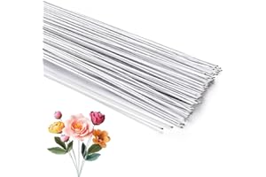 DIFLAX 100 Pezzi Stelo Filo Floreale Fiori Fioristi 40cm, Steli per Fiori, Gambo Floreale Filo, Stelo Filo Floreale, Gambi Floreali in Filo Metallico, Filo Floreale di Alta Qualità, Bianco