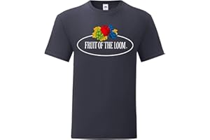 Fruit of the Loom Iconic 150 - Maglietta con piccolo logo vintage sul petto, colore: