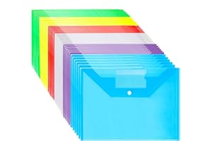 GOODTOU Plastic Wallets Folders - 36 Pack A4 Document Folder Plastic Popper Wallet with Button Closure