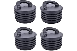 COHENTBLISS Tapón de Drenaje Para Kayak Tapones para Barco Tapones de Desagüe para Kayak Tapón de Kayak Kayak Scupper Stopper Reemplazo Tapón de Drenaje para Kayak, Barco, Agujeros de Drenaje, Negro 4 Piezas