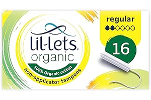 Lil-Lets Tampons réguliers sans applicateur bio | 16 Tampons réguliers | Débit léger à moyen débit