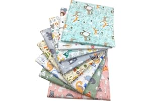 HAASIKI 8 Stück Baumwollstoff Patchwork Stoffe, 50cm x 40cm DIY Baumwoll Cartoons Gedruckt Craft Stoffe, Patchwork für das Nähen DIY Handwerk