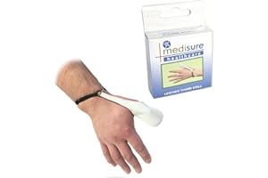 SIZE LARGE MEDISURE FIRST AID PREMIUM QUALITY RE-USABLE ADJUSTABLE PROTETIVE MEDICAL WHITE LEATHER THUMB STALL by Medisure
