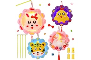 Laternen Bastelset für Kinder, 4 Stk Laternen Bastelset, Laterne Kinder Tragbare DIY Selbstgebaute Laterne mit Laternenstab für St. Martin Halloween Weihnachten Geburtstage Karneval Hochzeiten Partys