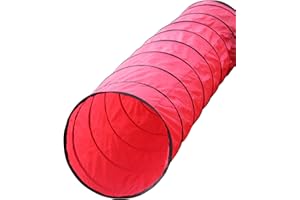 SPORTIKEL24 Agility Spieltunnel Rot – 3 m Länge, Ø 60 cm – Flexibler Spieltunnel für Welpen & kleine Hunde – von Superhund