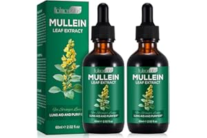JCZQDRPC 2 pack Mullein Leaf Extract, mullein tropfen, Königskerzen-Tropfen, Mullein Leaf Drops, Reiner Königskerzenblatt-Extrakt-Tropfen, 1-Monats-Vorrat, zur Lungenreinigung, Vegetarisch
