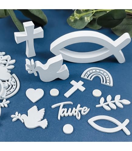 O-Kinee Holzfische Taufdeko – 150 Stück In Silber & Weiß, Streudeko Für Taufe, Kommunion, Konfirmation, Tischdeko
