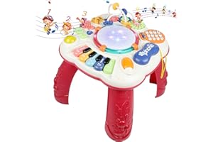 TONZE Baby Toys for 1 Year Old Boys Girls Activity Table Play Centre with Baby Piano Drum Toy Phone Musical Toys with Sensory Lights Sound Toys 1 2 3 Year Old Girl Boy Gifts Educational Toys for Toddler