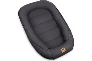 PIMKO Babynest Babynestchen für Baby Kuschelnest 2-seitig Babykokon für Säuglinge und Neugeborene Babynestchen 100% Baumwolle Nestchen geeignet für Zuhause 55 x 90 cm (Vulcano mit Klappe)