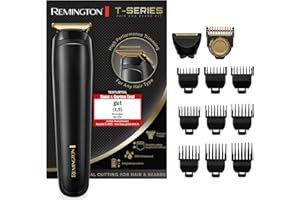 ‎REMINGTON Remington Haarschneidemaschine Profi [Turbo Motor Funktion, Lithium Akku, 4h Laufzeit, Netz- & Akkubetrieb] T-Series 2in1: Barttrimmer & Haarschneider (9 Aufsteckkämme 1,5-25mm & Rasierer+Bart) MB7050