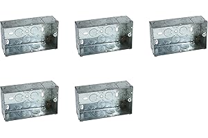 CED Single/Double Flush Electrical Metal Socket/Switch Back Boxes 25mm 35mm 45mm Wall Pattress (5, 2 Gang 45mm)