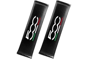 SYMILOV 2 Piezas Almohadilla de Protectores Cinturon de Seguridad de Fibra de Carbono de Coche para Fi-at 500 500C 500X 500L, Cómodas Hombreras - Accesorios de Interior Auto,Black