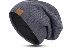 Stynice Décontracté Bonnet Homme Hiver Chaud - Double Couche Bonnet Femme Hiver Fin et Léger - Souple et Ample Tricoté Chapeau Femme Hiver avec Teneur en Élasthanne, Taille Unique