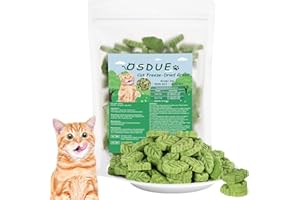 OSDUE Golosina de Hierba Gatera para Gatos, 50g Forma La Hoja Snack Liofilizado con Hierba Gatera para Limpiar los Dientes, Palillo masticable de Hierba para Gatos Favorecer Digestión y Absorción