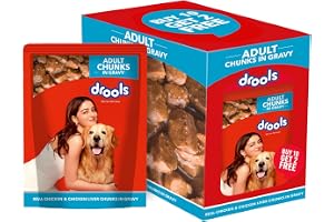Drools Adult Wet Dog Food, Real Chicken and Chicken Liver Chunks in Gravy,10 Pouches + 2 Pouches Free (12 x 60g)