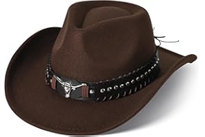 Willheoy Cowboy Hat for Women Western Hat for Men Cowboy Felt Hat Adjustable Outdoor with Shapeable Brim