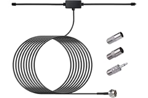 Nelawya FM Radio Antenna 75 Ohm Dipole Antenna with F Type Plug Connector 3M Extension Cable for Yamaha Pioneer Bose Music System Home Stereo Receiver AV Audio Vedio Home Theater Receiver