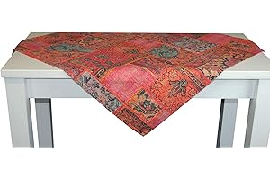 ‎BETIES beties „PersischPatch“ Mitteldecke ca. 80x80 cm 100% Baumwolle marokkanischer Wohnstil in der Farbe abendroter Wohnstil