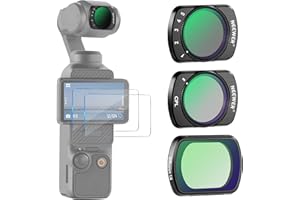 NEEWER Magnetic Variable ND2-32&1/4 Black Diffusion&CPL Filter Set Compatible with DJI Osmo Pocket 3 Creator Combo Accessories, Neutral Density Polarizing Cinematic Effect Filters, 2 Screen Protectors