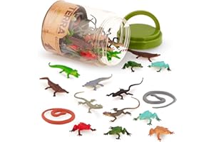 Terra by Battat – 60 Pieces Lizard Animal Tube – Realistic Plastic Reptile & Amphibian Figurines – Frog, Alligator, Snake & More – Educational Toys for Kids & Toddlers, 3+ Years