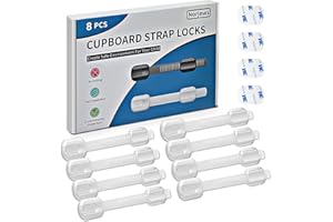 Norjews 8x Kindersicherung für Schrank und Schubladen, Schranksicherung zum kleben für Baby und Kind, Babysicherheit Schrankschloss, Schubladensicherung ohne Bohren - Weiß