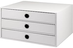 ‎RÖSSLER PAPIER Rössler SOHO 3er Schubladenbox A4 aus Papier | Büro Organizer Schreibtisch| Schubladen Organizer Büro Zubehör & Bürobedarf | Schreibtisch Organizer Box | 34 x 25 x 19 cm | 1 Stück | Farbe: Weiß
