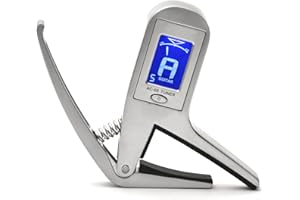 Elagon (AC-05T) Kapodaster + Stimmgerät 2 in 1. Metallkapodaster + Stimmgerät für akustische, elektrische, klassische Gitarren und für Nicht-Standard-Stimmungen. Hochwertige Kapodaster/Stimmgerät!