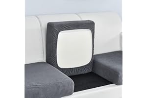 Edumov Sofa Seat Cushion Covers, Stretch Sofa Seat Covers, Fitted Universal Sofa Cover, Non-Slip Sofa Slipcovers: Velvet Covers for Individual Cushions(Large 1-Seater,Dark Grey)