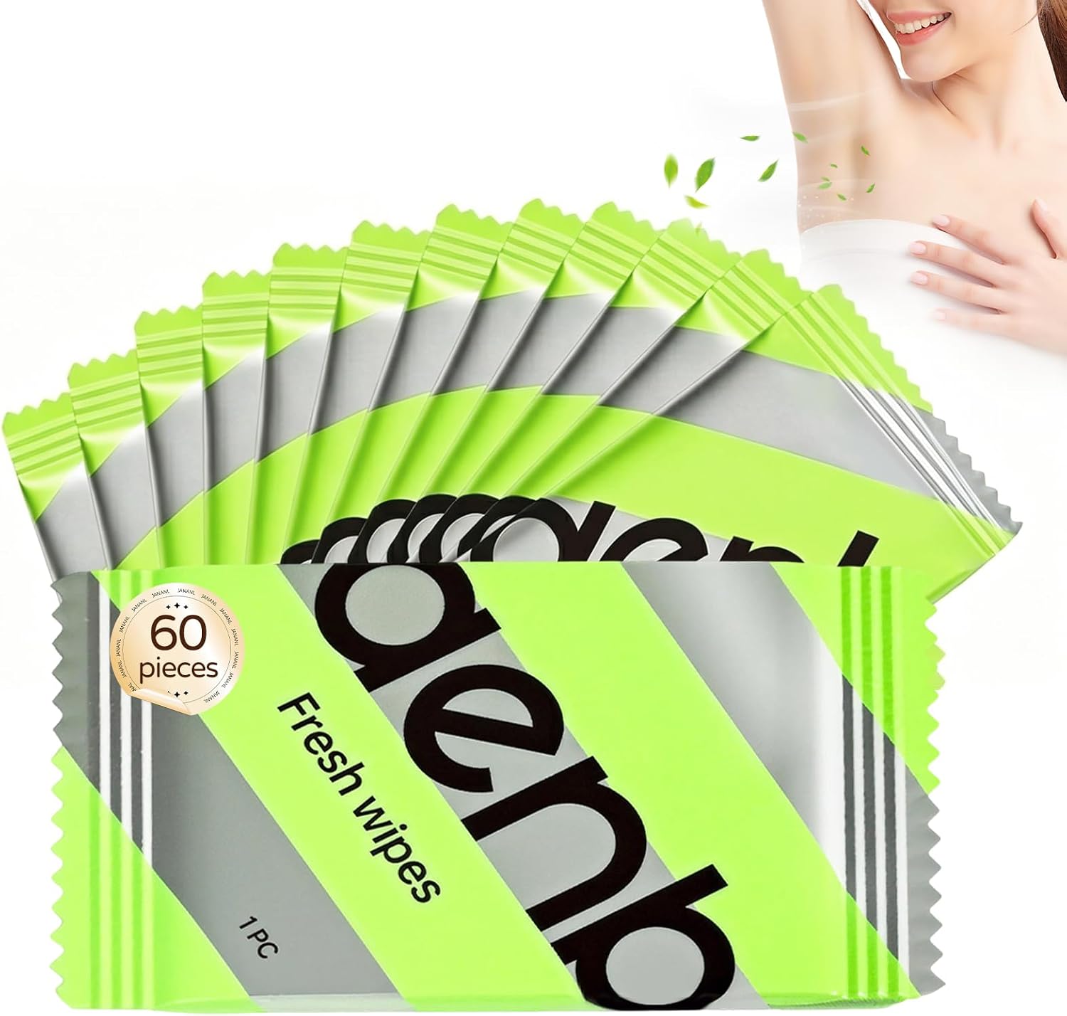 60 Piezas Toallitas Desodorantes Antitranspirantes,Toallitas para Control de Sudoracion Axilar,Toallita de Limpieza Refrescante para Actividades al Aire Libre,Para Mujeres y Hombres