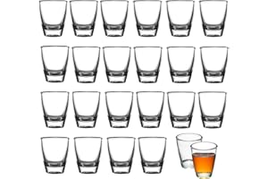 FEADBYT 24 PCS Bicchierini da Liquore, Bicchiere da Vino a Forma di Uovo da 35 ml, Tumbler in Vetro Temperato, Bicchiere per Bere Direttamente, con Base Spessa, per Grappa, Vodka, Ouzo, Sambuca