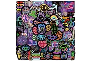 Tacomexi Autocollants Lumineux au néon 100 pièces, Autocollants pour Ordinateurs Portables, Bagages automatiques, Autocollant de Moto de Planche à roulettes pour Adolescents et Adultes