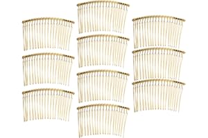 MAGIDEAL Lot de 10/20/30/70 Peigne de Cheveux Accessoires pour Cheveux Loisir Créatif,Peigne à cheveux en Métal Créatif, Accessoires Peigne Clip avec Des Dents pour les Femmes (10 Pcs, Or)