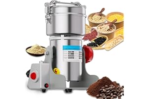 Mingfuxin Electric Grain Grinder Spice Grain Mill Stainless Steel 30s 28000RPM High Speedy Grinding with Overload Protection& 5min Timer Mill for Dry Spice Herbs/Nut/Coffee/Rice Crusher