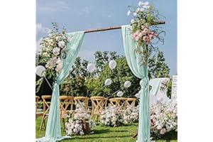 DeZerlor Mint Green Wedding Arch Draping Fabric 2 Panels 29" x 20 FT Wedding Drapes for Backdrop Sheer Curtains for Romantic Bridal Baby Shower Ceremony Birthday Party Spring Outdoor Events