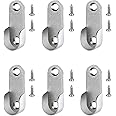 6 Pieces Zinc Alloy Oval Wardrobe Hanging Rails Fittings Wardrobe Bracket Closet Rod Bracket Easy Installation or Removal For Wardrobe Shower Curtain Closet Curtain Wardrobe Closet (Silver)