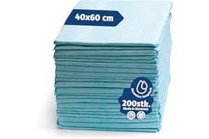 ‎A&G-HEUTE A&G-heute 200 Stück 40 x 60 cm 6-lagig Zellstoff Krankenunterlagen Saugleistung 235 ml Blau | Baby PIPI Matte Wickelauflage | Inkontinenzunterlagen Einmal-Unterlagen | Puppy Pads Trainingspads Hunde