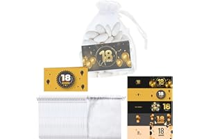 NAÏZAYA Sacchetti in Organza con Bigliettini - 50 Sacchettini Portaconfetti Compleanno per Bomboniere 18 Anni Ragazza Ragazzo - 50 Bigliettini per Cerimonie Originali - Idee Regalo Compleanni Uomo Donna