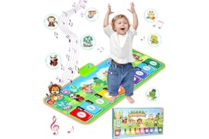 Birshe Tapis de Musicaux,Tapis de Piano Musical pour Enfants Clavier Enfant Tapis de Danse pour 1 2 3 4 5 6 Ans avec 10 Touches et 8 Sons d'Instruments Cadeaux Jouets Educatif Jouet Garçons Filles