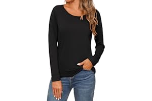 Terecey Camiseta Termica Algodón Mujer Cuello Alto de Manga Larga Camiseta Interior Elastico para Running Esqui Deporte Invierno