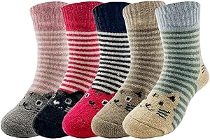 FedMois 5 Paires Chaussettes en Laine Thermiques Chaudes Hiver Bébé Enfant