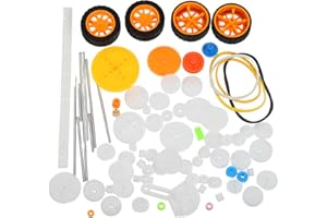 sourcing map Plastic Gears Set Small Motor Package Kit Module 0.5 for DC Motor DIY Accessories Model Toys RC Car Robot with Wheels and Belt Pack of 78