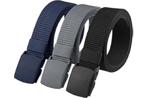 Huiguli Cintura di Nylon, 3 Pacchi Cintura Tattica in Tela in Stile Militare da Uomo, Cinture Militare in Tela 150cm*3.8cm, Veloce Attraverso il Controllo di Sicurezza Dell'Aeroporto