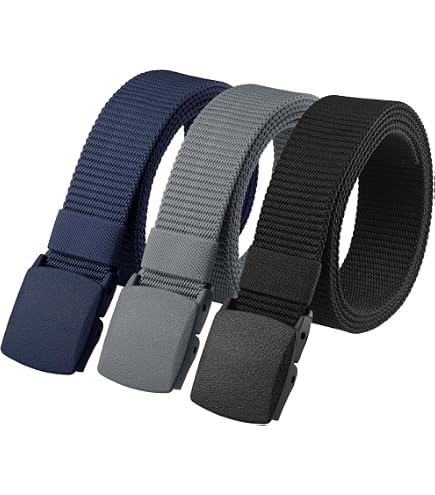 MIVAIUN 2 Pezzi Cintura Nylon da Uomo, Regolabile Tessuto Cintura in Tela, Cintura Regolabile all'aperto, Intura da Lavoro, Cintura per Un rapido Passaggio Attraverso la Sicurezza aeroportuale (2PCS
