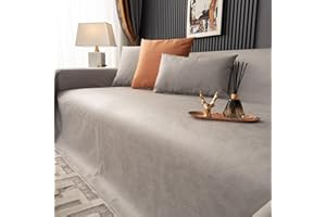 VanderHOME Housse de Canapé, Protection Canape Impermeable，Entretien sans Lavagedesign Minimaliste en Couleurs Unies，Antidérapante, Protection Canapé Chat Chiens Griffures 210 * 180cm-Gris Clair