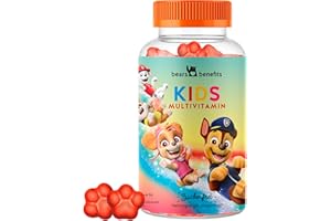 ‎BEARS WITH BENEFITS Bears with Benefits PAW Patrol Kinder Multivitamin Gummibärchen ab 4 Jahren - Monatsvorrat - Zuckerfrei - Immunsystem Gummies, Red, 60 Stück (1er Pack)