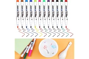 Magische Wassermalerei, Annhao 12 Stück Zauberstifte Wasserstifte für kinder, Magische wassermalerei stift mit keramischem löffel, Wasser Doodle Stifte, Waschbare trocken abwischbare Marker für Kinder