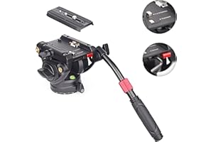 GEEHOPE GH-12 Professional Treppiede Head Fluid Drag Pan Testa fluida video con viti da 1/4" e 3/8" Per Treppiede Heavy Duty, Monopod, Fotocamere e Fotocamere DSLR, Carico massimo 12kg